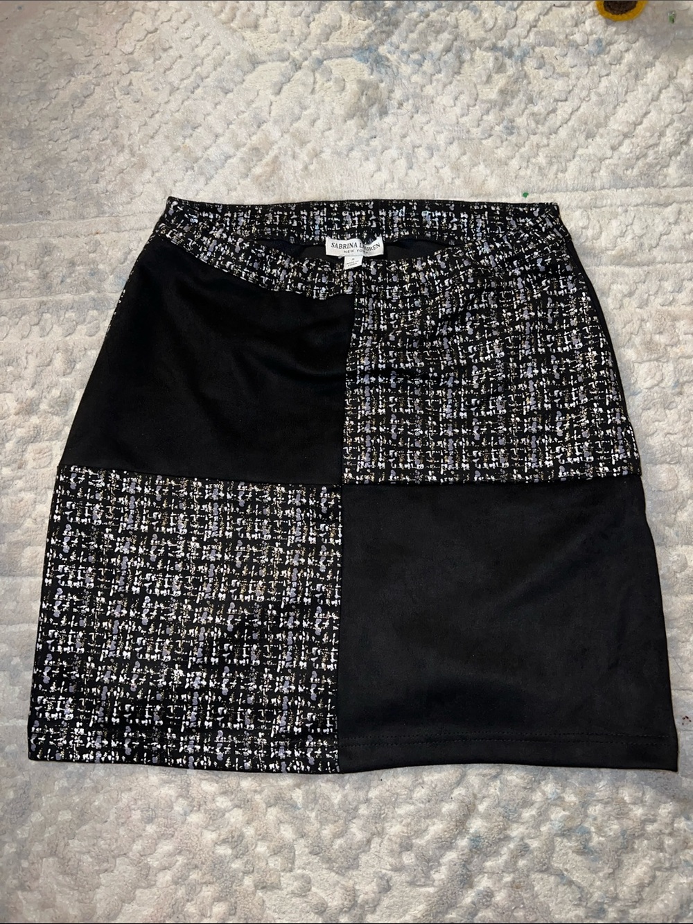 Sabrina Black & Tweed Patchwork Mini Skirt